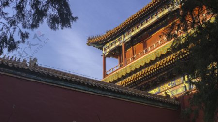 北京天安门故宫紫禁城城楼傍晚风景照