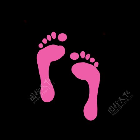 粉色人物形象脚印