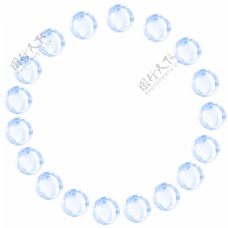 蓝色透明气泡圆形边框素材免费下载