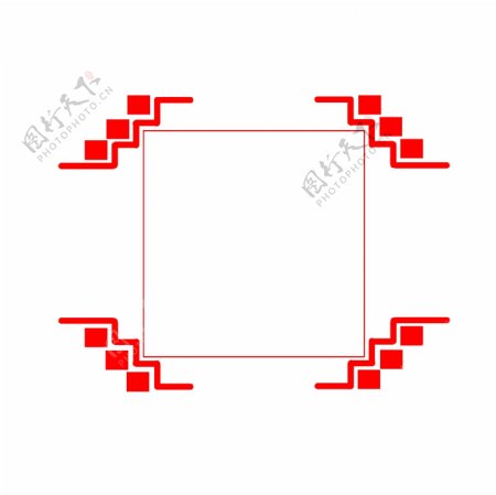 中国风红色几何形边框