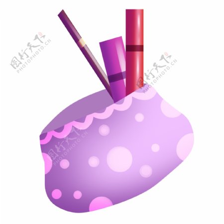 紫色化妆包和化妆品
