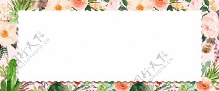 小清新手绘水彩花朵边框背景