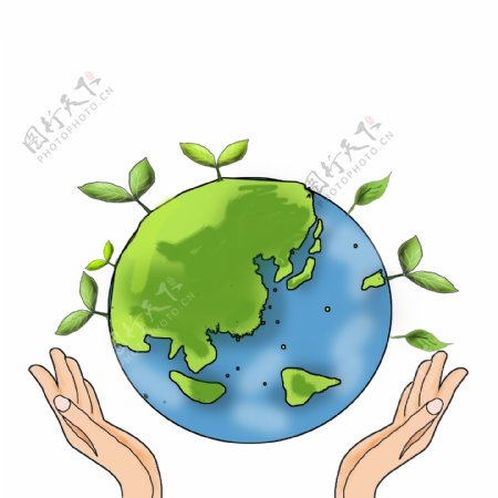 绿色地球日手托地球保护地球