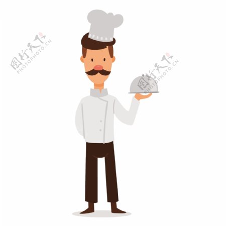 卡通可爱胡须的厨师矢量素材