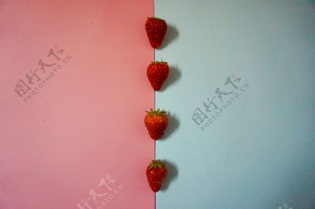 春天草莓水果摄影