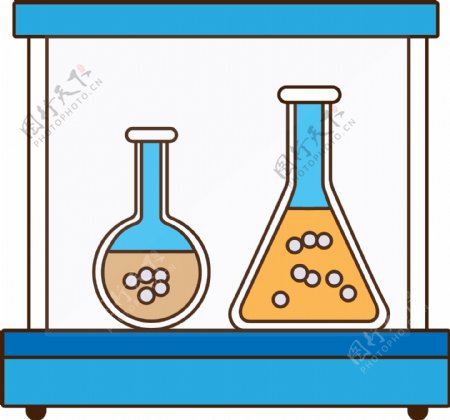 卡通风格化学实验瓶元素