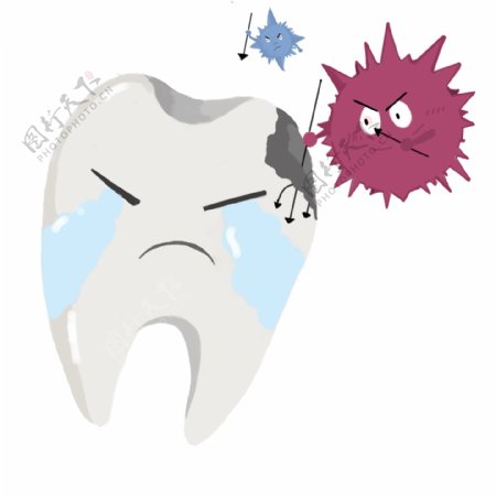 牙齿的有害细菌插画