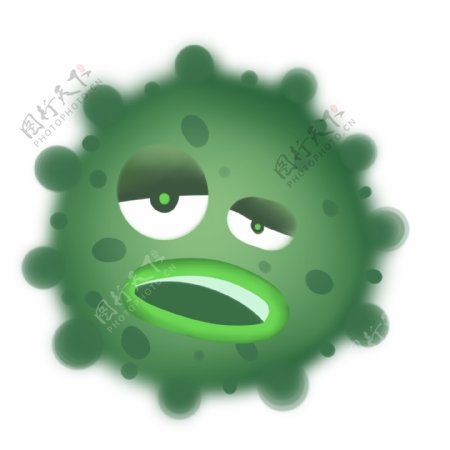 绿色细菌拟人插画