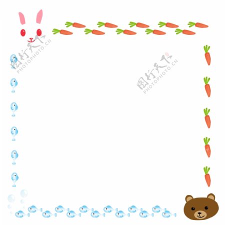 手绘兔子和熊边框