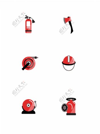 原创消防设备用品器材防火安全素材