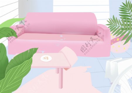 家居粉色沙发背景设计