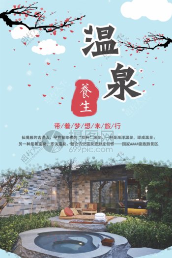 小清新冬季温泉养生海报设计