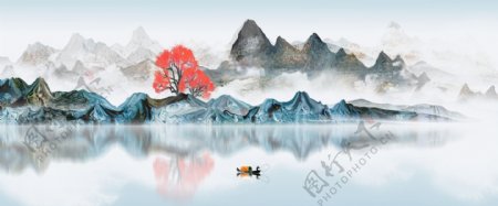 中国风意境水墨山水画装饰画