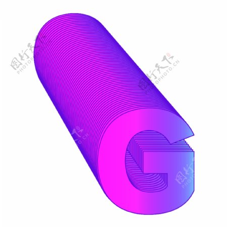 紫色G艺术字元素素材