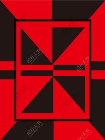 红黑几何方块图案广告背景