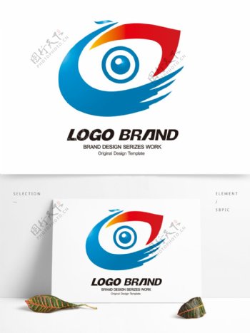 创意红蓝凤凰字母C标志公司LOGO设计