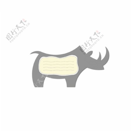 原创动物边框犀牛边框对话框标题框卡通