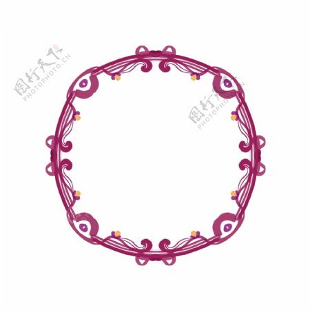 简约可爱圆形花纹边框紫粉色设计元素