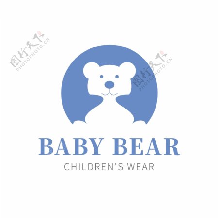 可爱蓝色小熊童装服饰logo模板