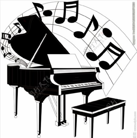钢琴与音符