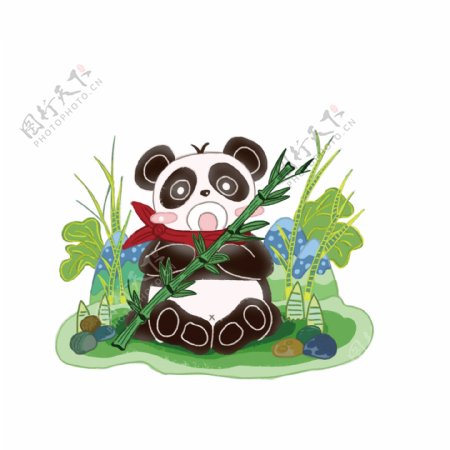 可爱熊猫装饰元素