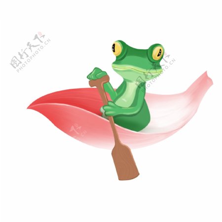 划船青蛙装饰元素