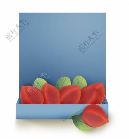 红色立体花卉文字框
