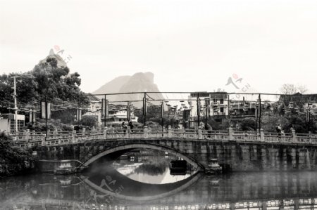 黑白风格古桥古镇摄影