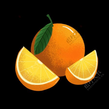 夏季橘色平面设计橘子