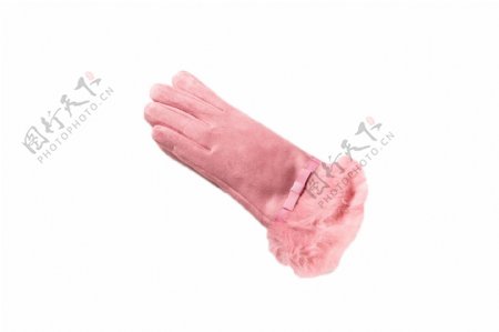粉色纯皮冬季棉手套