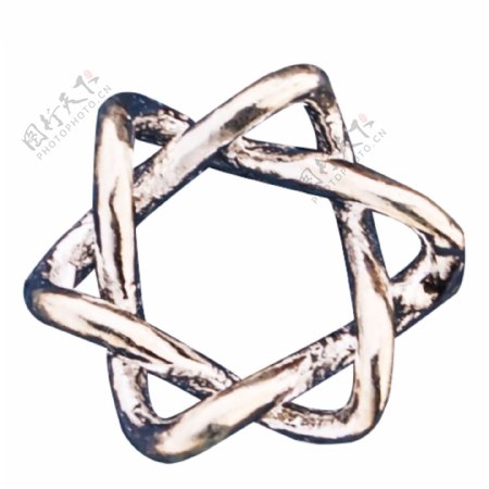实物摄影图一个金属六角星形状装饰物免扣元素