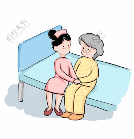 医疗健康医患关系和谐床边护士关怀患者免扣PNG