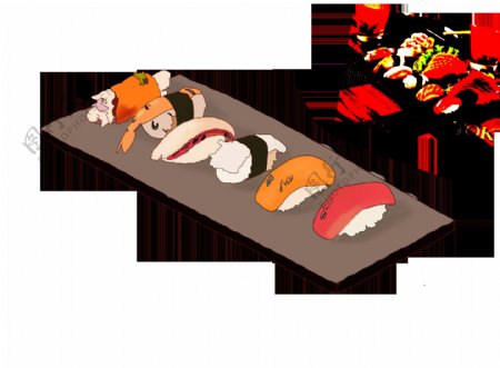 美味的小吃寿司插画