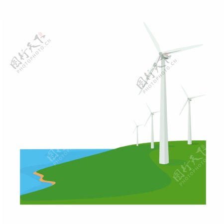 风力发电风车插画