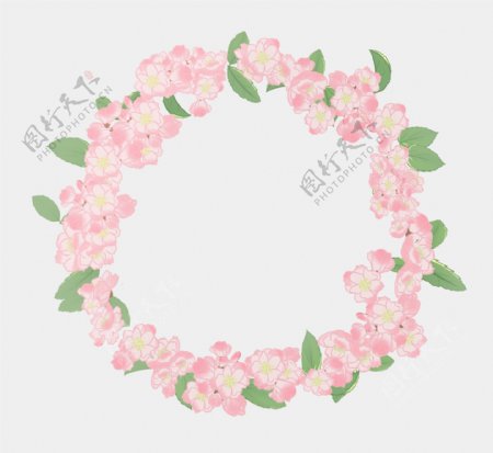 粉色的樱花花环插画