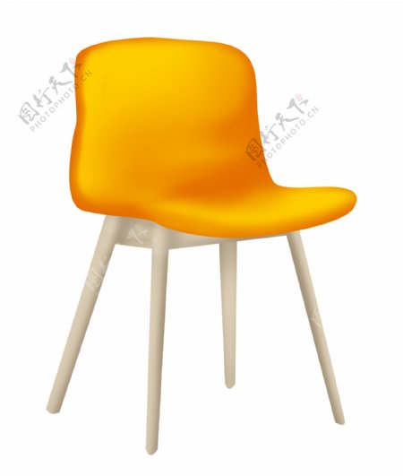 黄色的木质椅子插画
