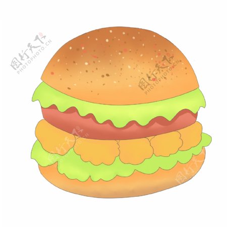 卡通美味汉堡插画