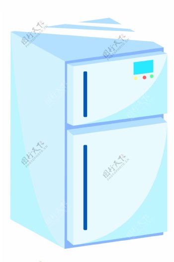 蓝色的冰箱装饰插画