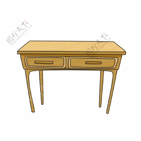 黄色的木质桌子插画