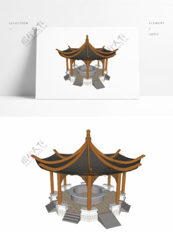 传统中式凉亭SU模型