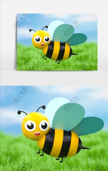 C4D卡通形象IP小蜜蜂模型