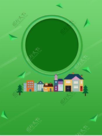 绿色圆环建筑背景素材