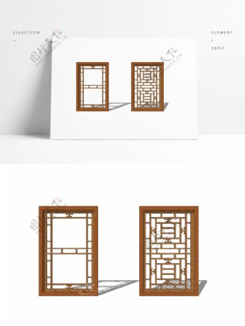 中式简约现代窗户模型