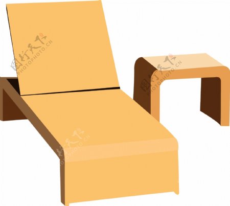 黄色躺椅椅子