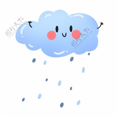 淡蓝色可爱卡通六一儿童节下雨云朵