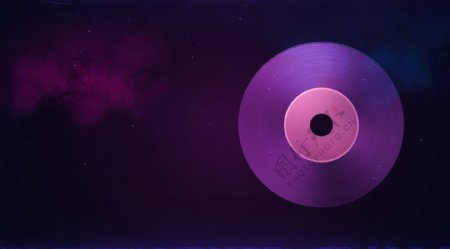 清新风手绘紫色光盘插画背景