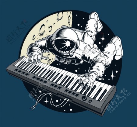 宇航员弹钢琴