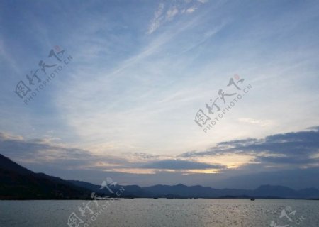 风景大海蓝天夕阳湖