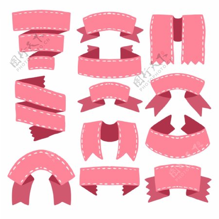 粉色丝带条幅矢量素材