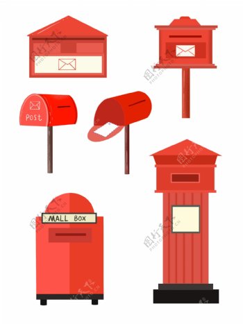 红色邮箱世界邮政日邮箱卡通邮箱